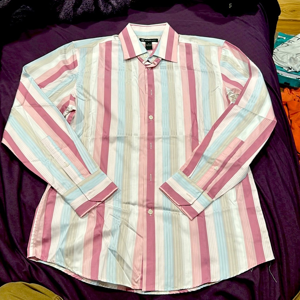 INC Men’s Multi Color Long Sleeve Dress Shirt 👔 Med $70 NWOT ~Offer’s Welcome